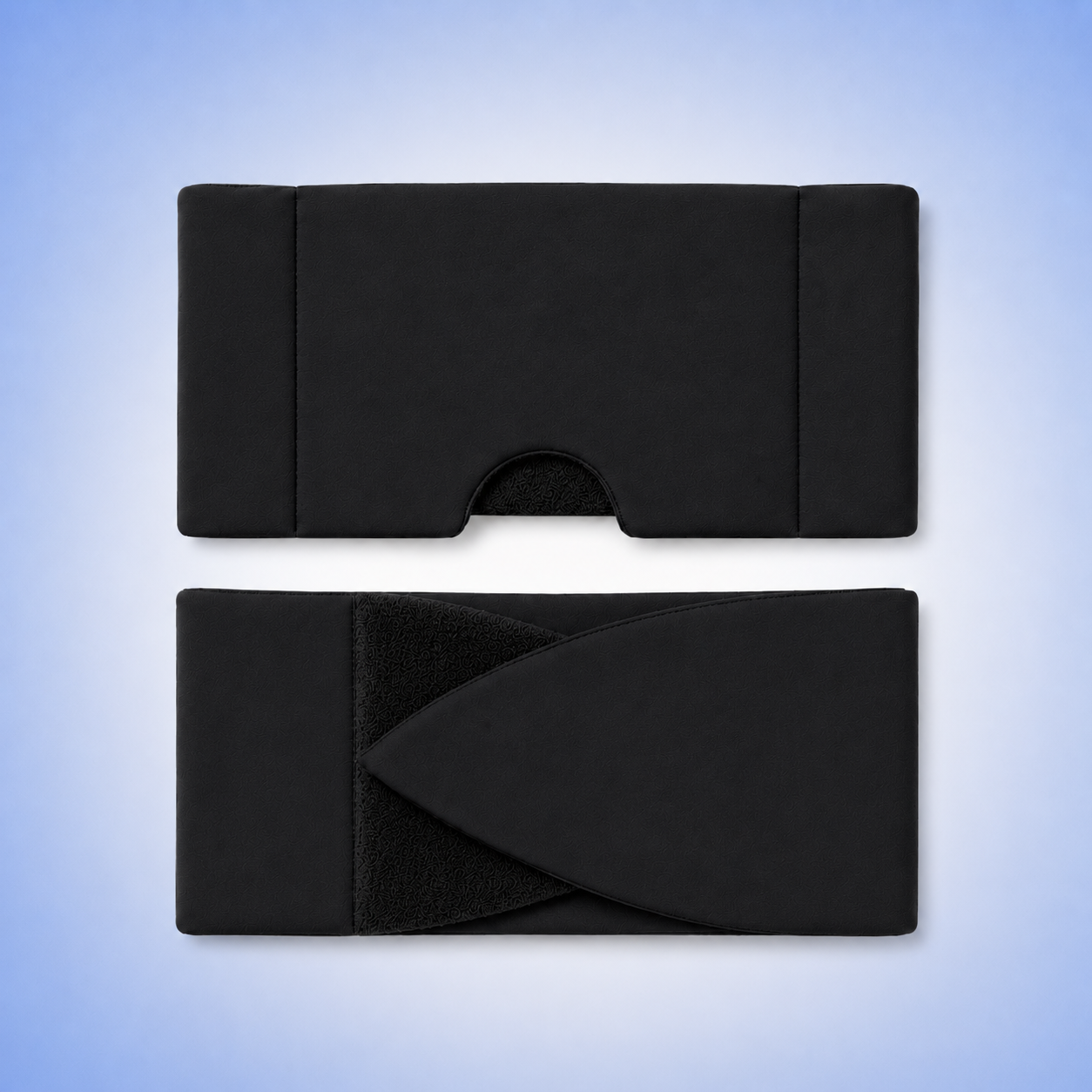 Front and back of eyemask in black