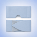 Front and back of eyemask in light blue in a white blue studio. 