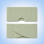 Front and back of eyemask in sage green in studio. 