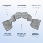 Gray headband with features highlighted on a light blue background